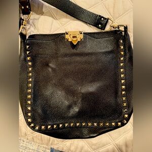 Valentino rockstars shoulder bag medium black leather